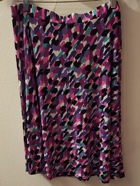 George Multicolor Abstract A-Line Skirt - Purple, Pink & Teal